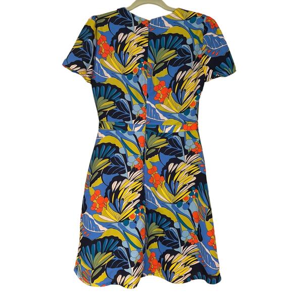 Women's J.Crew Tropical Print Faux Wrap Mini Dress, Size 2, EUC - Picture 3 of 4